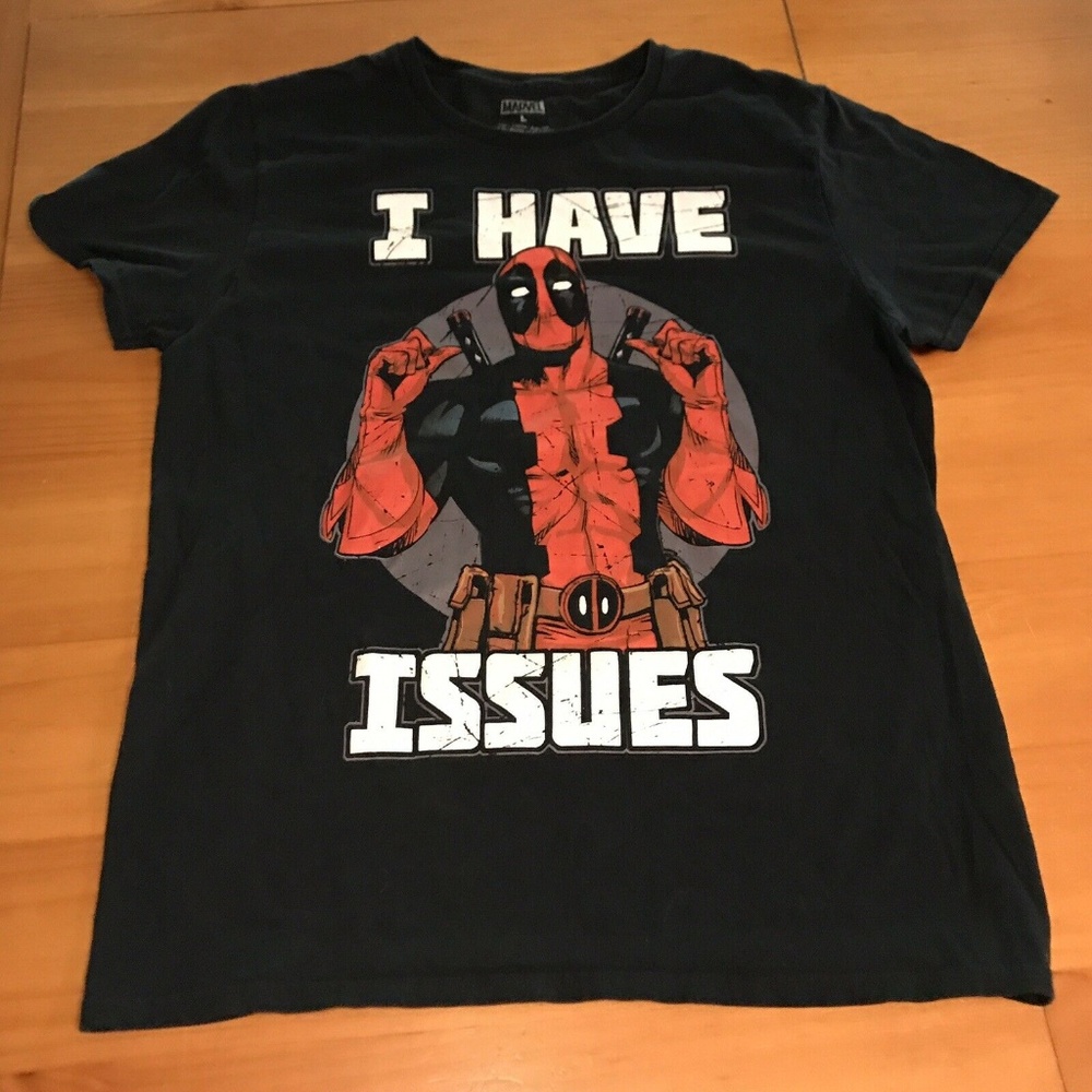 Marvel Dead Pool Mens T-Shirt Size L Black